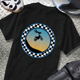 Motocross Chequered Round Design T-Shirt