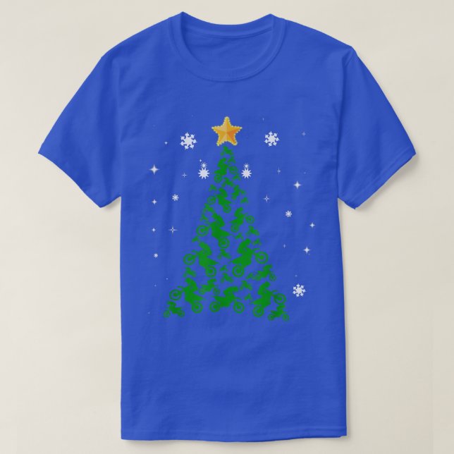 Motocross Christmas Tree For Motocross Lovers Funn T-Shirt (Design Front)