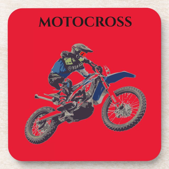 MOTOCROSS coasters with cork back set. (Front)