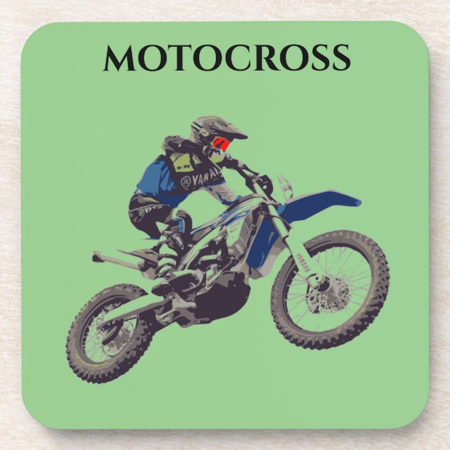 MOTOCROSS coasters with cork back set. (Front)