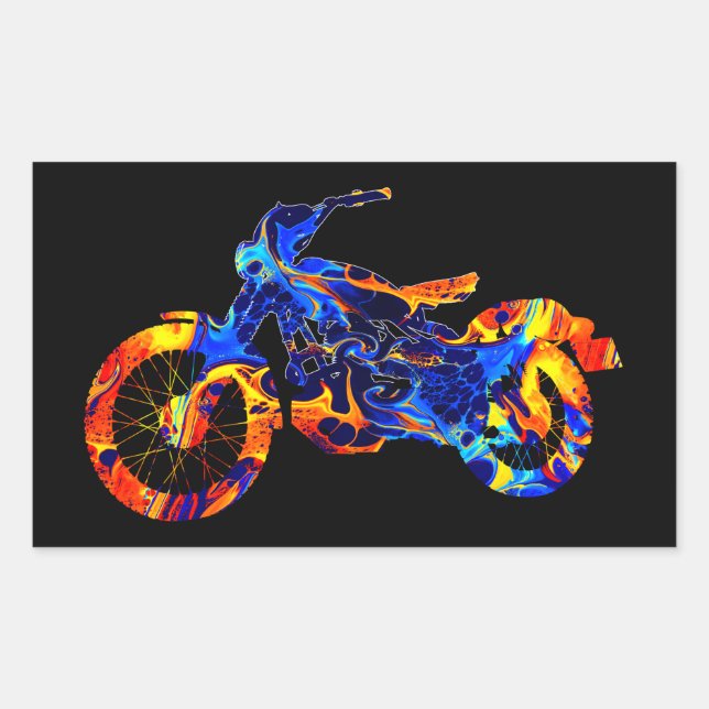 MOTOCROSS COLORFUL MIX NEON STYLE RECTANGULAR STICKER (Front)