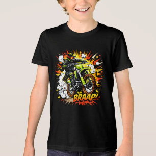 Motocross Comic Burst Dirt Bike Rider Tri-Blend Shirt