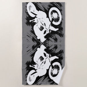 Motocross Competitive Sport Motorcycle Racing Beach Towel