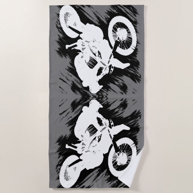 Motocross Competitive Sport Motorcycle Racing Beach Towel (Front)