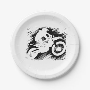 Motocross Competitive Sport Motorcycle Racing Paper Plate