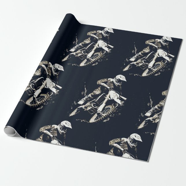 Motocross Competitive Sport Motorcycle Racing Wrapping Paper (Unrolled)