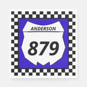Motocross Custom Dirt Bike Number Plate on Blue Napkin