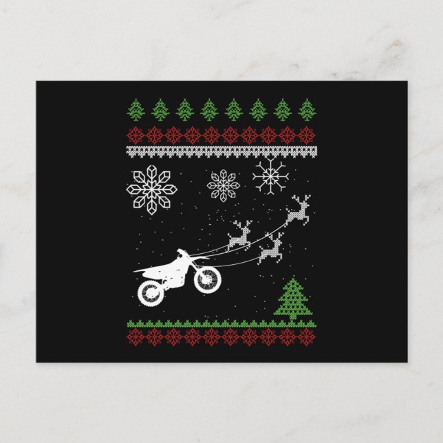 Motocross Deer Bike Motorcycle Ugly Christmas Gift Postcard (Front)