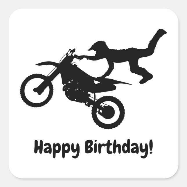 Motocross Dirt Bike Birthday Party Stickers (Front)