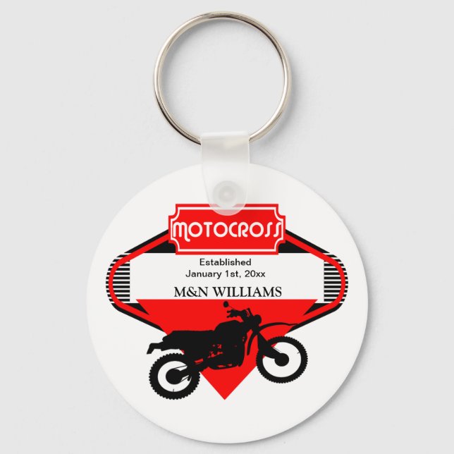 Motocross Dirt Bike Black Red Customize Logo Key Ring (Front)