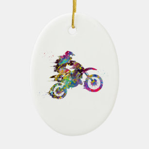 Motocross Dirt Bike Ceramic Tree Decoration