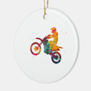 Motocross Dirt Bike Ceramic Tree Decoration