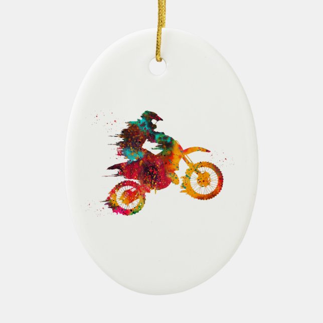 Motocross Dirt Bike Ceramic Tree Decoration (Front)