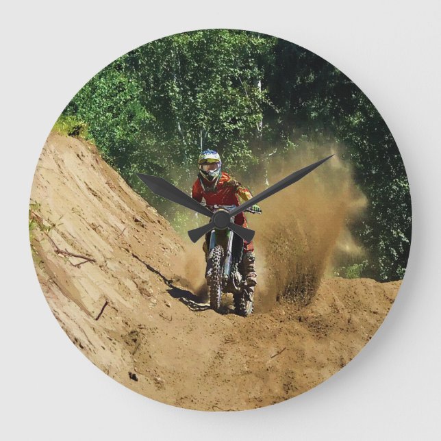 Motocross Dirt-Bike Champion Race Large Clock (Front)