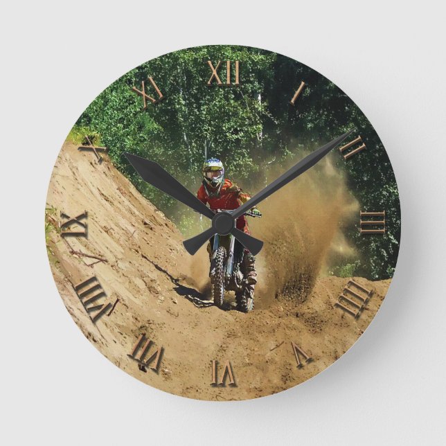 Motocross Dirt-Bike Champion Race Round Clock (Front)