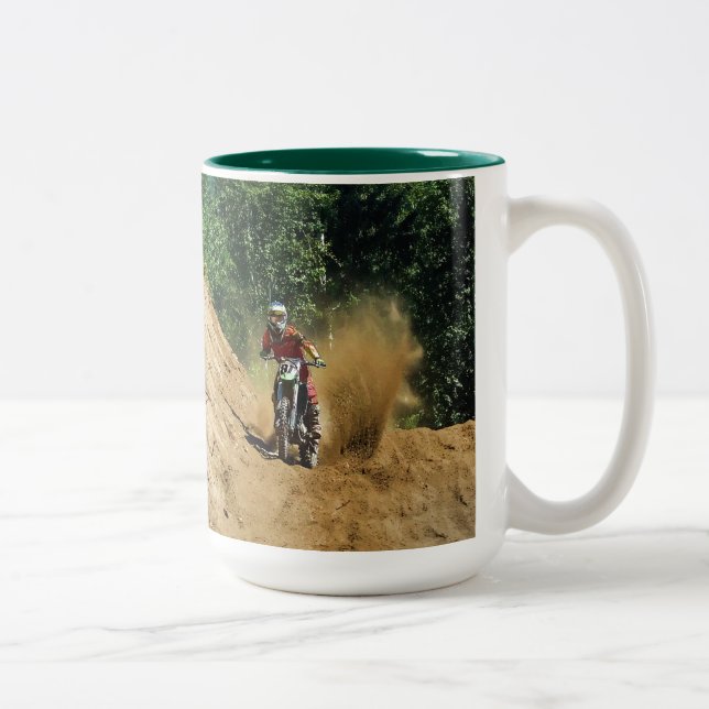 Motocross Dirt-Bike Champion Race Two-Tone Coffee Mug (Right)