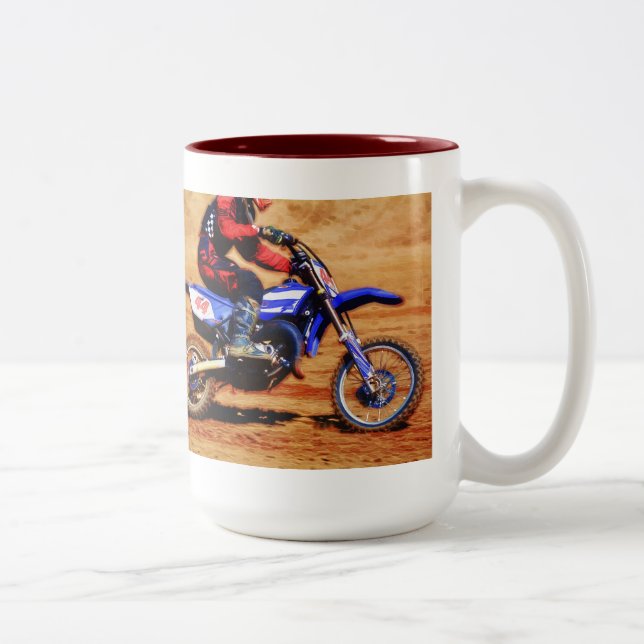 Motocross Dirt-Bike Champion Racer 4 Two-Tone Coffee Mug (Right)