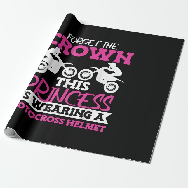 Motocross Dirt Bike Girl Wrapping Paper (Unrolled)