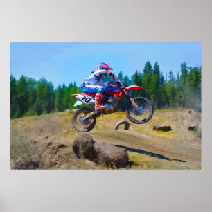 Motocross Dirt-Bike Racer Launching Poster