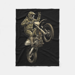 Motocross dirt bike racing camo offroad rider boys fleece blanket