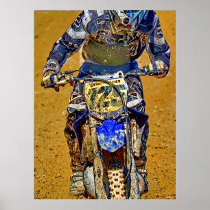 Motocross Dirt-Bike Racing Champion Close-up Poster