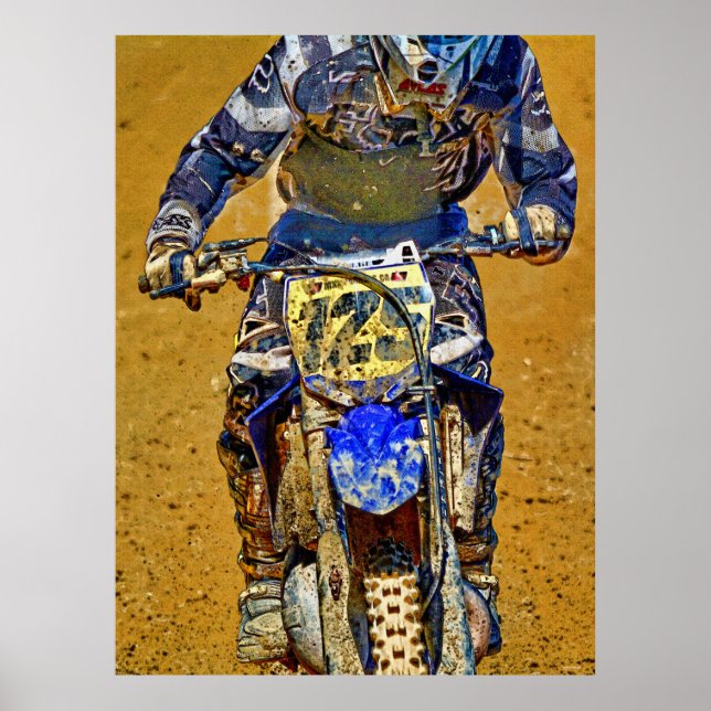 Motocross Dirt-Bike Racing Champion Close-up Poster (Front)