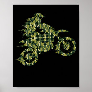 Motocross Dirt Bike Racing Shirt Camo Camouflage Poster
