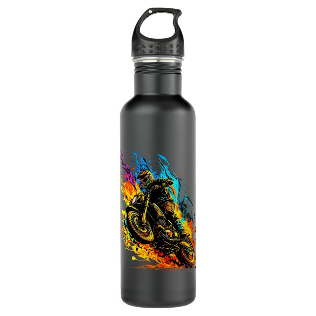 Motocross Dirt Bike Racing Supercross Flying Jump  710 Ml Water Bottle (Front)