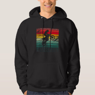 Motocross Dirt Bike Rider Vintage Retro Rainbow Mo Hoodie