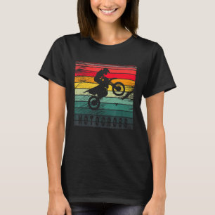Motocross Dirt Bike Rider Vintage Retro Rainbow Mo T-Shirt