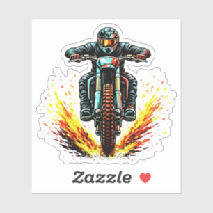 Motocross Dirt Bike Rider With Fiery Trail Extreme