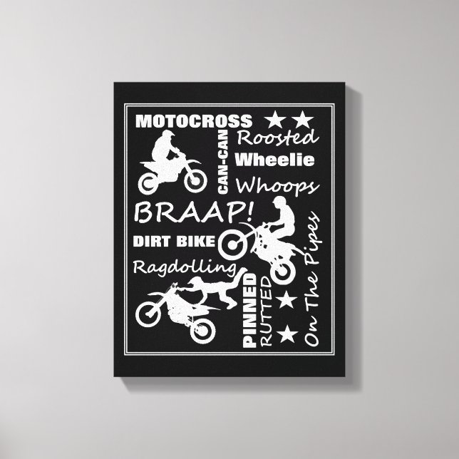 Motocross Dirt Bike Sports Terminology Typography Canvas Print (Front)