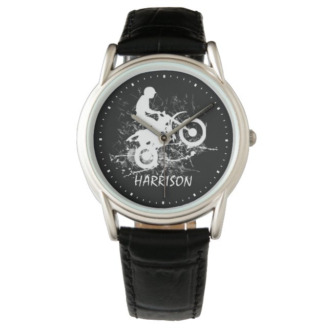 Motocross Dirt Bike Sports Terminology Typography Watch (Front)