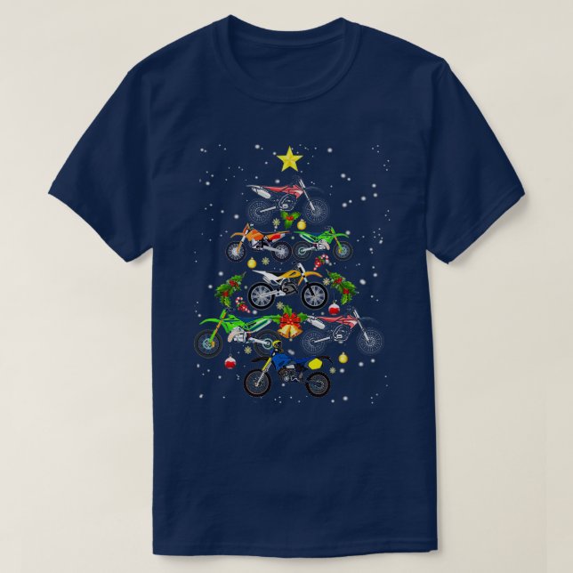 Motocross Dirt Bike Tree Christmas TL  T-Shirt (Design Front)