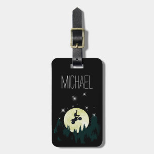 Motocross Dirt Bike Trick Stunt Night Moonlight Luggage Tag