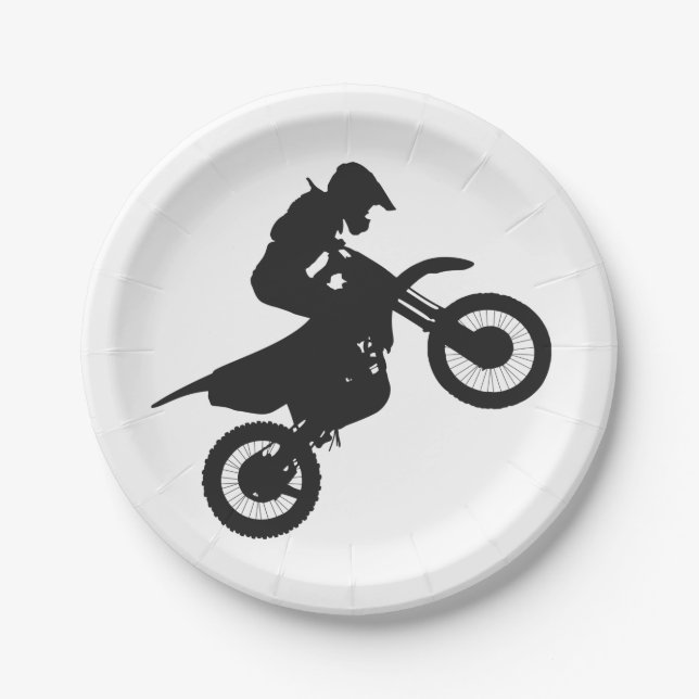 Motocross driver - Choose background color Paper Plate (Front)