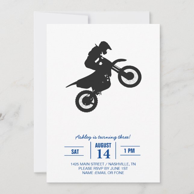 Motocross driver - Choose background colour Invitation (Front)