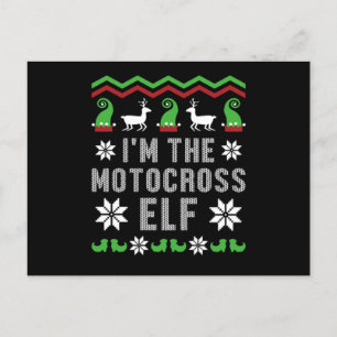Motocross Elf Motorcycle Ugly Christmas Biker Gift Postcard
