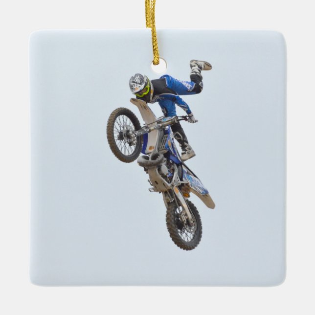Motocross Extreme Tricks Ceramic Ornament (Front)
