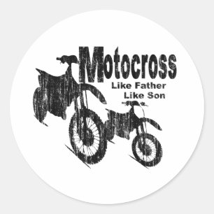 Motocross Father/Son Classic Round Sticker
