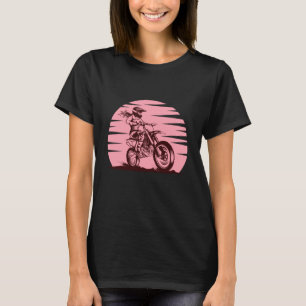Motocross Girl Retro Vintage Pink T-Shirt