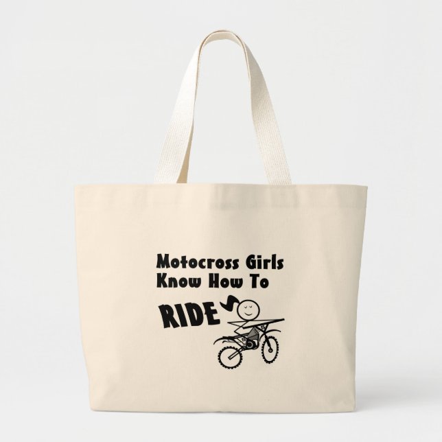 Motocross Girls Large Tote Bag (Front)