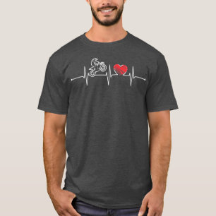 Motocross Heartbeat Gift EKG Dirt Bike Riders T-Shirt