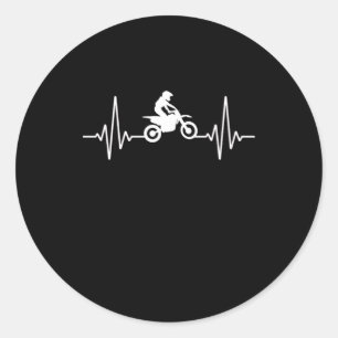 Motocross Heartbeat Motorcycle Dirt Bike Biker Gif Classic Round Sticker