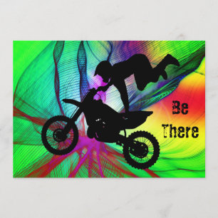 Motocross in a Psychedelic Spider Web Invitation
