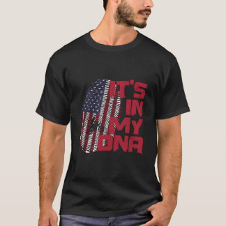 Motocross In Dna Fingerprint American Patriot 4Th  T-Shirt