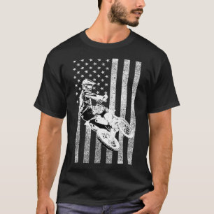 Motocross Jumping Bike Distressed American Flag T-Shirt