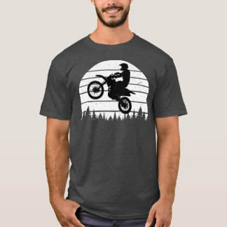 Motocross Jumping Bike Distressed Graphic Sunset T-Shirt