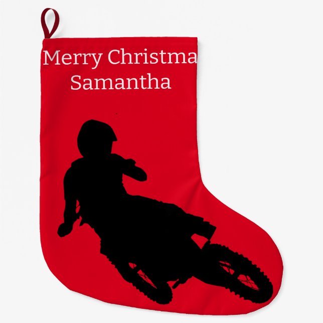 Motocross Large Christmas Stocking (Front)