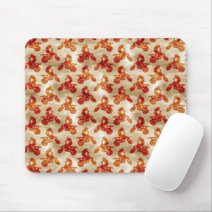 Motocross Love Motorcycle Pattern Biker Orange Mouse Mat